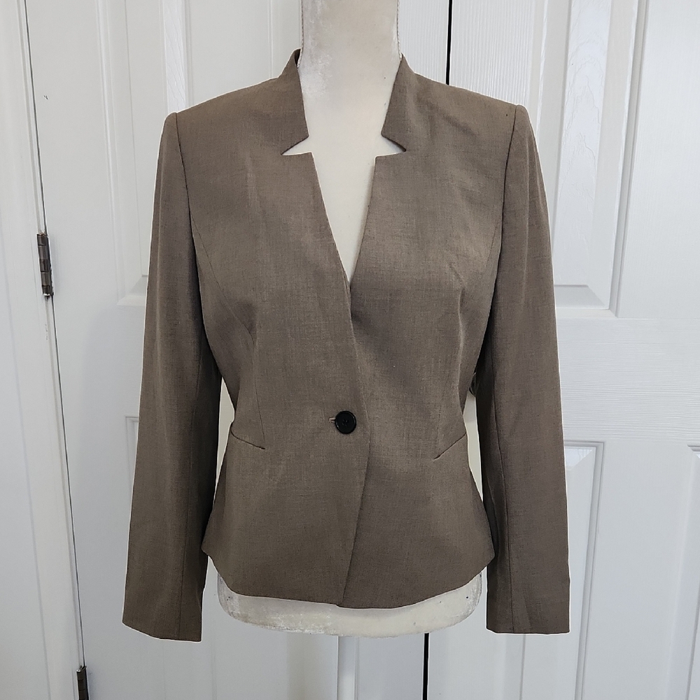 NWT Ann Taylor Petite 8P Mocha Brown Blazer Quiet Luxury Minimalist